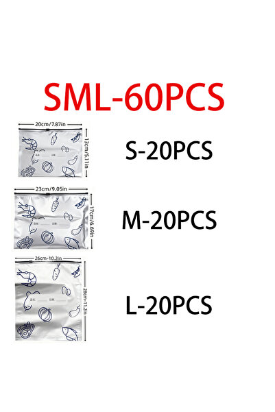 choice2 أكياس تخزين من رقائق الألومنيوم SML، 60 قطعة (60/10 قطع)، منظمات طعام...