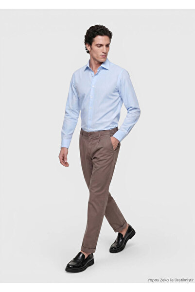 Ramsey Mürdüm Düz Dokuma Jogging Fit Casual İpek Karışımlı Pantolon