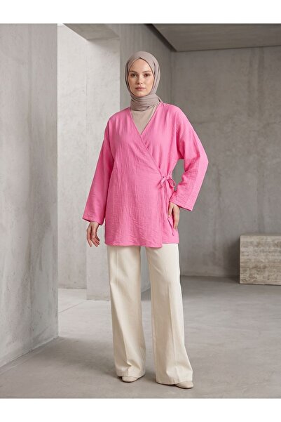 Generic Brand Side-Tie Strawberry Tunic-Fuchsia