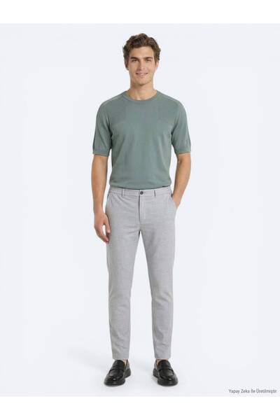 Kip Gri Dokuma Jogging Fit Casual Pantolon