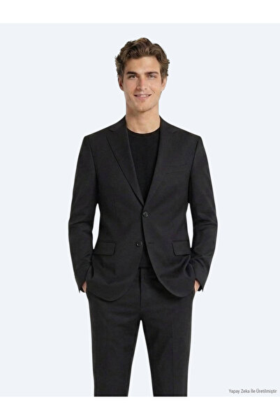 Kip Black Modern Fit Wool Blend Suit