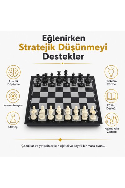 e-life shop Premium magnetic folding chess set 25x25 cm chess set travel school intelligence game gift set