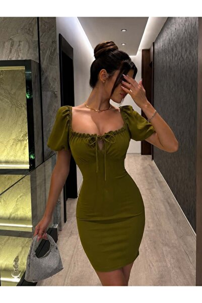 Modafeminen Madonna Collar Imported Crepe Fabric Pistachio Green 582394