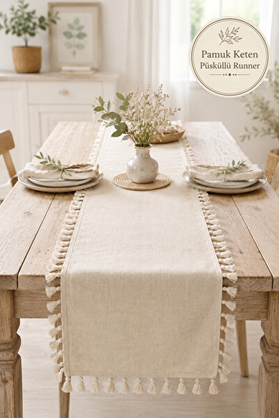 Morlay LINEN | مفرش طاولة من الكتان بطابع كلاسيكي قديم، بتصميم بوهيمي مع شرّا...