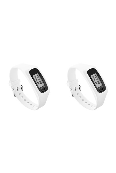 Choice3 White 2PCS 1/2PCS LED Pedometer Bracelet Step Counter Watch 12/24H Ti...