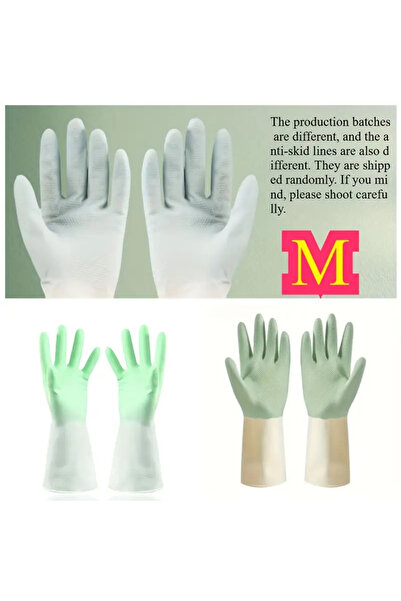 Choice1 M-1pair Thick Waterproof Latex Kitchen Gloves - Beige and Mint Green,...