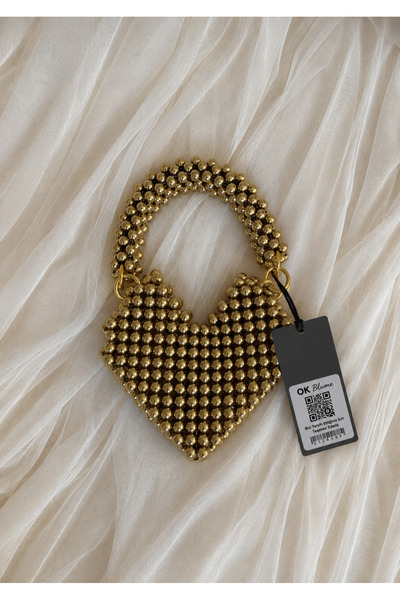 OK BLUME Beaded Heart Bag - Heart Evening Dress Bag - Heart Bag
