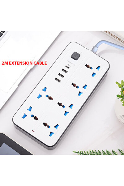 Choice1 US White Power Multi Tap Universal Plug EU US UK Outlet Power Strip w...