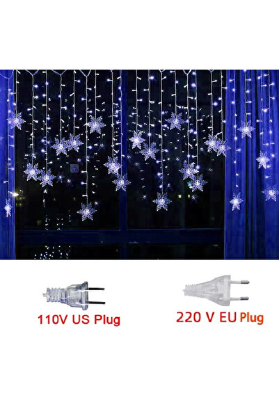 Choice US Plug 110V Blue 3.2M Christmas Snowflakes LED String Lights Flashing...