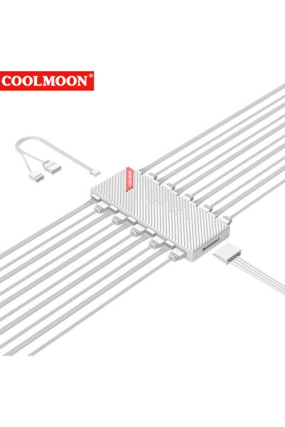 Choice موزع إضاءة COOLMOON PWM و ARGB من 1 إلى 10، لون أبيض، مزود بوحدة تحكم ...
