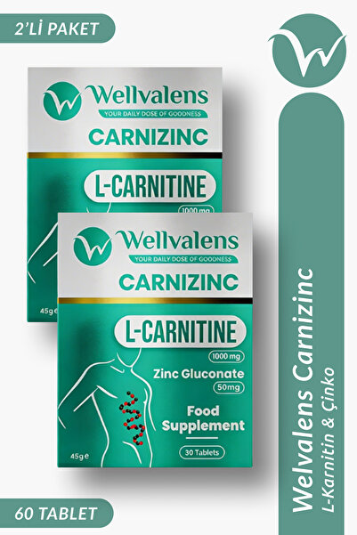Wellvalens Carnizinc İkili Paket L-Karnitin 1000 mg + Çinko | Enerji & Metabo...