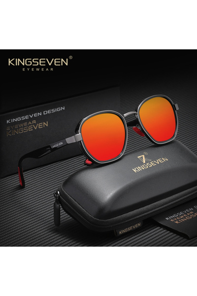 Choice Black Red KINGSEVEN Brand Round Sunglasses Men Polarized Women Eyewear...