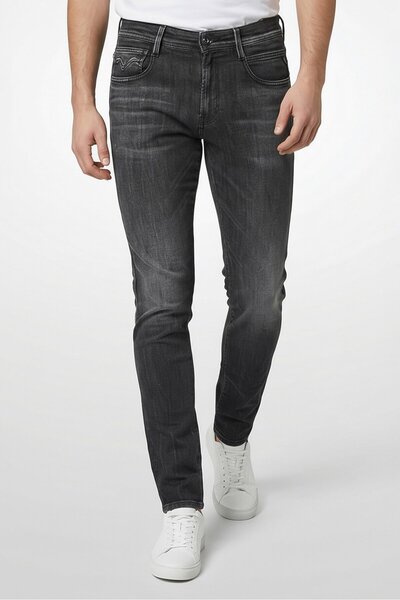 Replay Men Slim Fit Bronny Washed Stretchable Denim Jeans, Grey