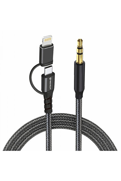 Techsuit Cablu audio USB-C / Lightning - 3.5mm AC15 EchoSnap, 1m, Negru