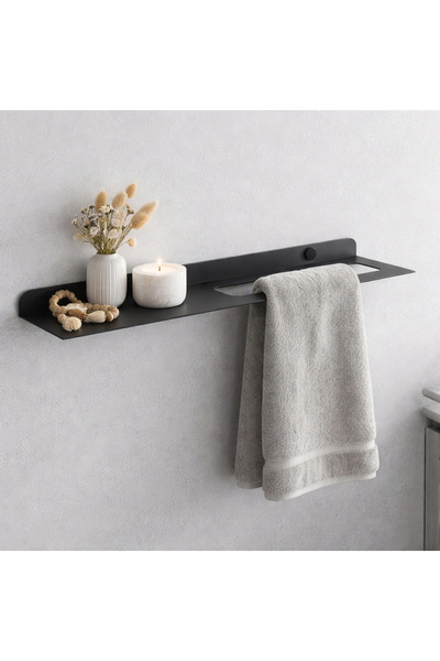 Decopin DEKORATİF BANYO - MUTFAK HAVLU ASKILIK-KENDİNDEN YAPIŞKANLI ( ANTRASİT)