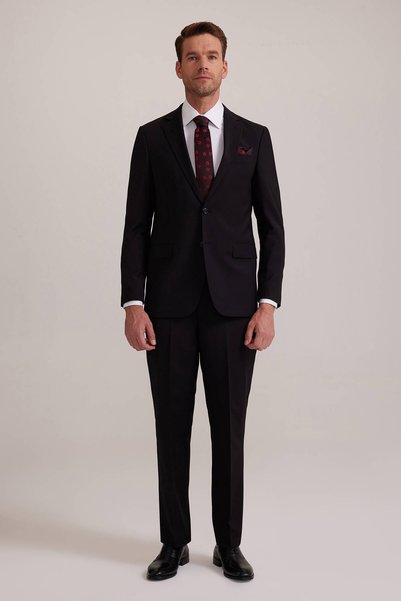Ysf Erkek Siyah Regular Fit Takım Elbise