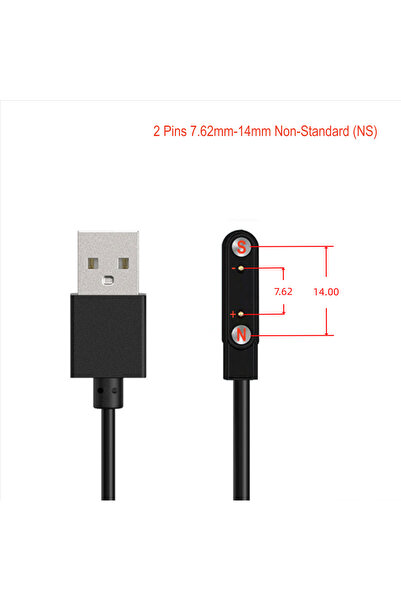 choice2 Black(7.62-14mm NS) 2Pin 4Pin 5Pin Magnetic Charging Cable USB to Pog...