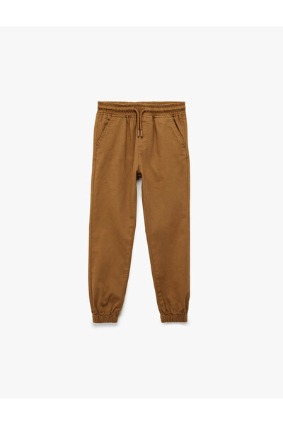 Koton Παντελόνι Jogger Gabardine από βαμβάκι με κορδόνια στη μέση και τσέπες