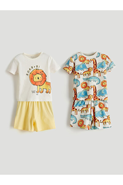 LC Waikiki Trendlucky Farkıyla Oval Collar Printed Baby Boy Pajama Set 2-Piece