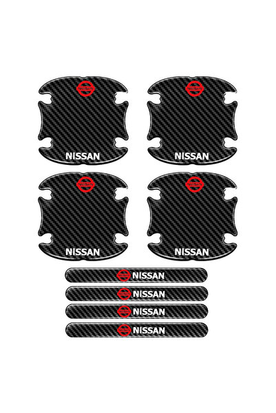 Nissan Προστατευτικά Πόρτας Αυτοκινήτου Carbon Μαύρα Σετ 8τμχ - ΟΕΜ