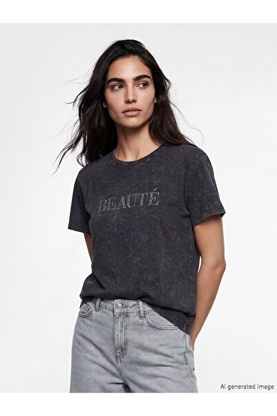 LC Waikiki Original Stone Printed 100% Cotton Women's T-Shirt