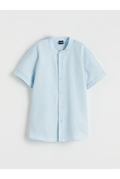 LC Waikiki Two Mt Shop Quality Blue Judge Collar Short Sleeve Boys' Shirt