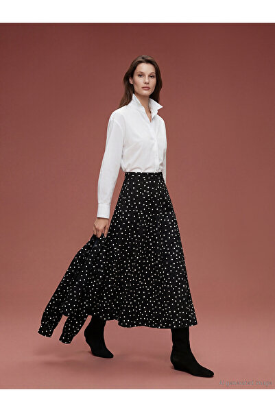 LC Waikiki Peak New Season Polka Dot Flared Skirt with Zipper at the Waist