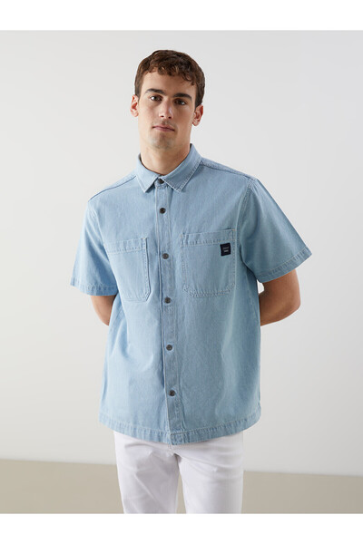 LC Waikiki Ανδρικό τζιν πουκάμισο με κοντό μανίκι NEVAVM Comfortable Fit
