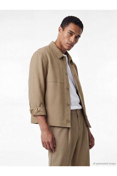 LC Waikiki Lcw Vision Beige Shirt Collar Men's Jacket