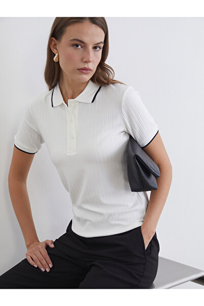 LC Waikiki Two Mt Shop Quality Polo Collar Women's Ribbed T-Shirt