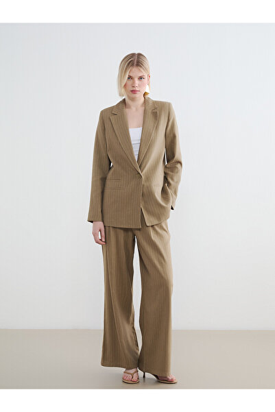 LC Waikiki Trendlucky Striped Linen Blend Women's Trousers with a Difference