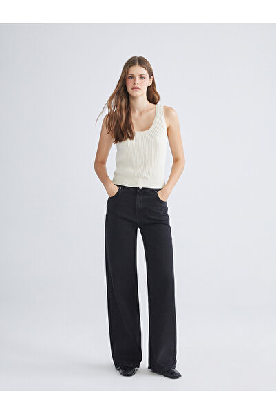 LC Waikiki Alita City Farkıyla Xside Black Denim Straight Wideleg Normal Wais...