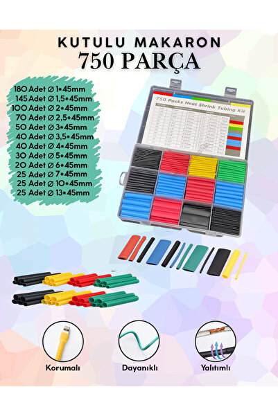 Hubstein 750 Parça Kutulu Heat Shrink Makaron Daralan Kablo Tamir Seti