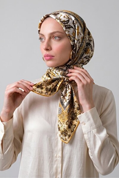 Eşarp İp Rayon 100*100 Desenli- Sarı