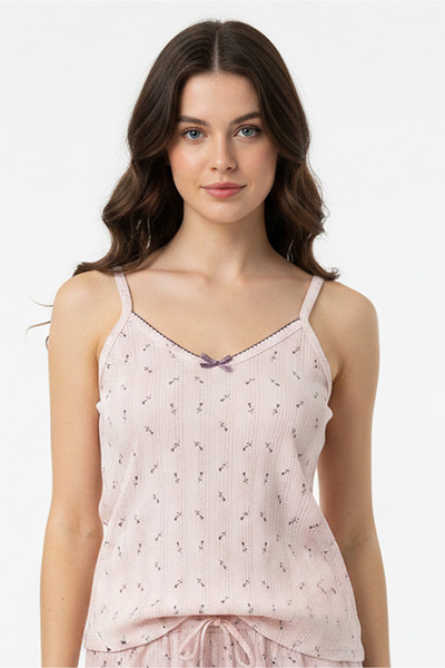 girlstop Kadın Pamuklu Pointelle İnce Askılı Pijama Üstü