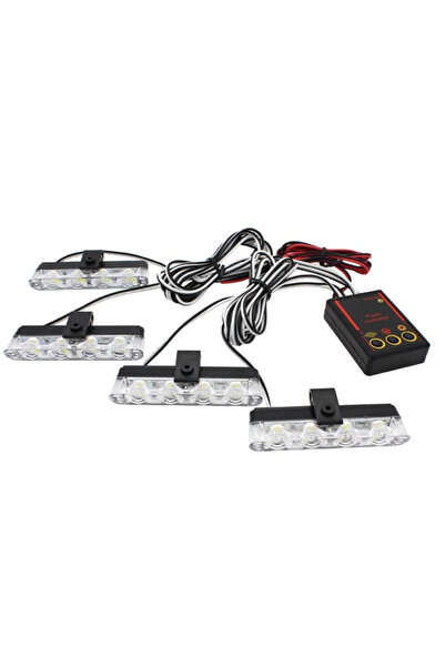 Ruan Set de 4 stroboscoape cu 4 LED-uri galbene și telecomandă