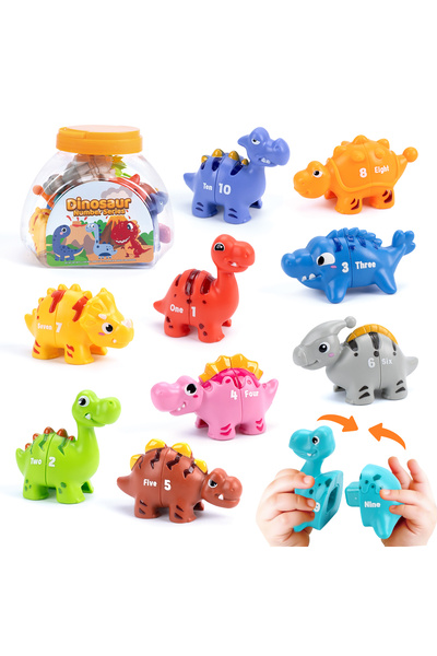 Choice 10pcs with bottle Dinosaur Matching Game Toy Letter&Number Matching Co...