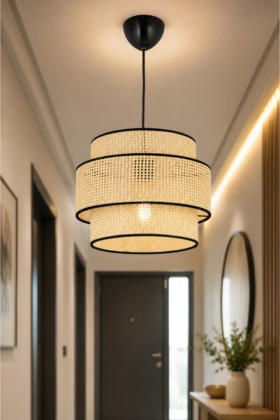 NisaLuce Nisa Luce Satrün HASIR 3 Katlı Pasta Sarkıt - Krem •Rattan Bohem Avi...