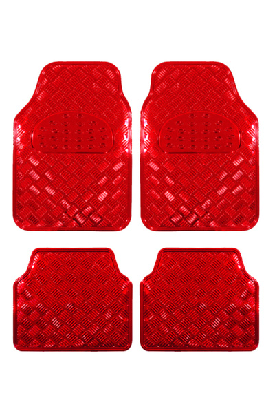 OEM Universal Car Floor Mats, Diamond model, Red Chrome color