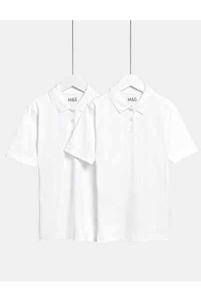 Marks & Spencer Saf Pamuklu 2'li Polo Yaka T-Shirt (2-16 Yaş)