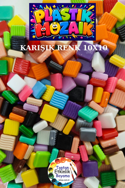 toptanetkinlikboyama 200 Adet Karışık Renk Plastik Mozaik Taşı 10x10 mm | 18 ...