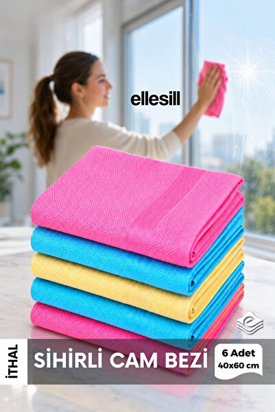 Ellesill 6-Pack Microfiber Cleaning Cloth and Glass Cloth 40x60 Cm - (2 PACK)