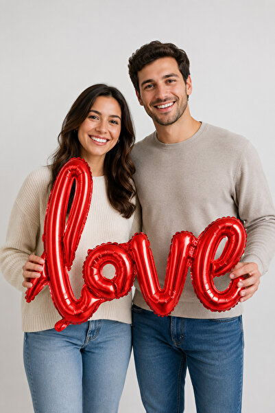 Baloncu Dede Love Written Red Helium Balloon Balloon for Lover and Special Day