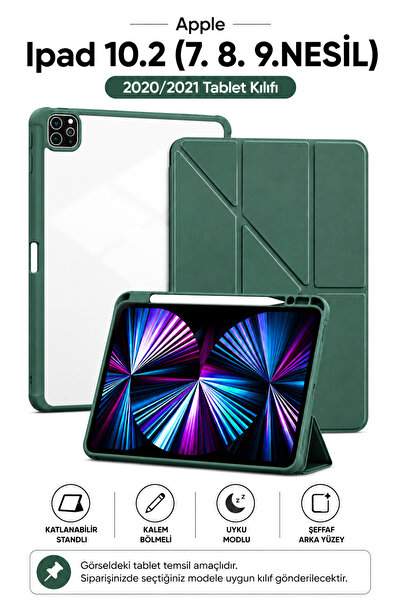 CONOCER Apple iPad 7. 8. 9. Nesil 10.2" inç Tablet Kılıfı Kalem Bölmeli, Uyku...