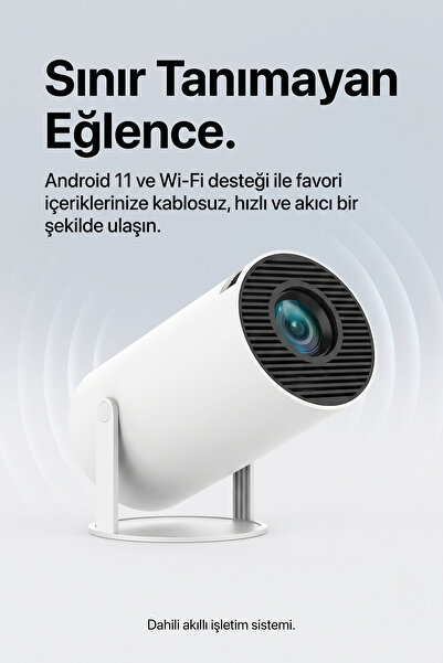 Arvonx HY300 Mini Projeksiyon 4K Destekli – Android WiFi Bluetooth