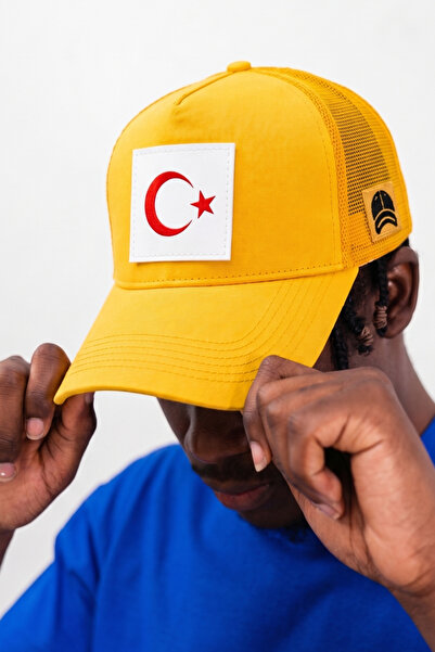 all hats Turkish Flag Printed Patch Detailed Mesh Trucker Baseball Cap
