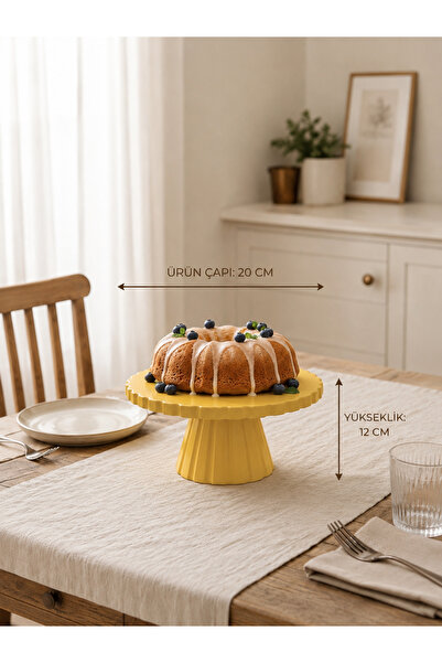 Mazaka Studio Kek Pasta Sunum Standı Cupcake Standı 20 cm Sarı