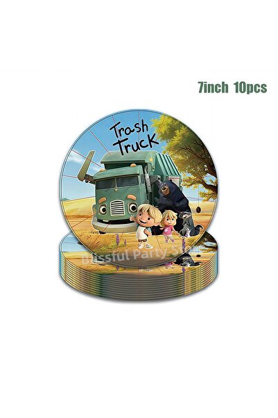 Choice other 10pcs 7inch plate Hank Trash Truck Disposable Birthday Plate Cup...