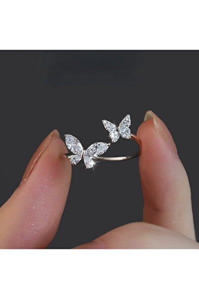 Choice Butterfly Butterfly Inlaid Rhinestone Ring Women's Design Advanced Zir...