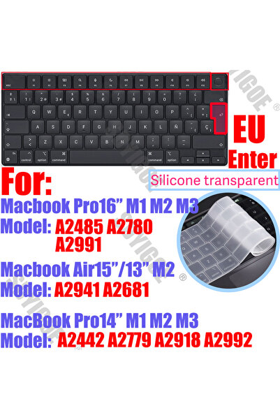 Choice غطاء لوحة مفاتيح سيليكون EU-Pro1416 لجميع موديلات ماك بوك اير/برو 13 و...